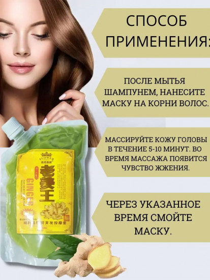 Маска для волос против выпадения и перхоти с имбирем «Ginger»