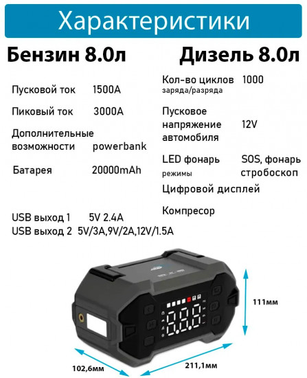 Пусковое устройство-компрессор для автомобиля