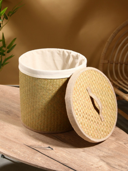 Корзина для белья с крышкой и тканевым подкладом