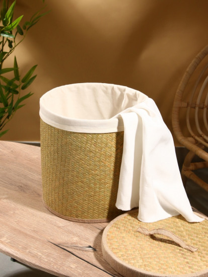 Корзина для белья с крышкой и тканевым подкладом