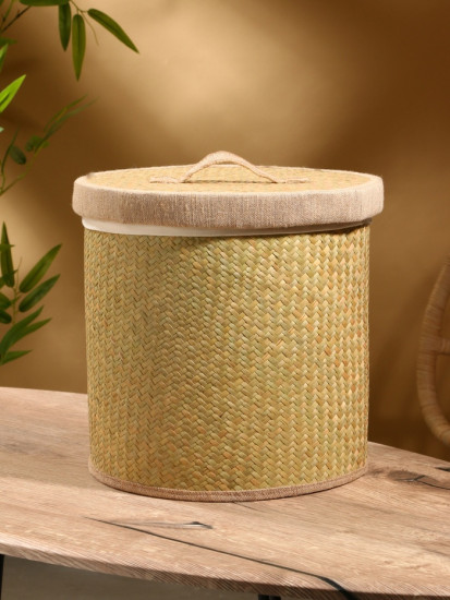 Корзина для белья с крышкой и тканевым подкладом