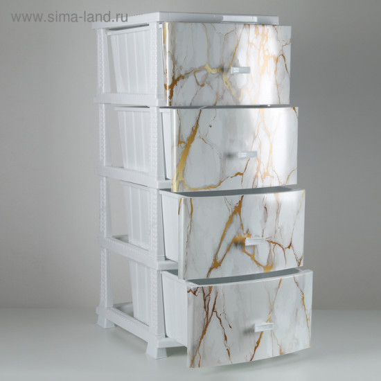 Комод 4-х секционный «Белый мрамор»