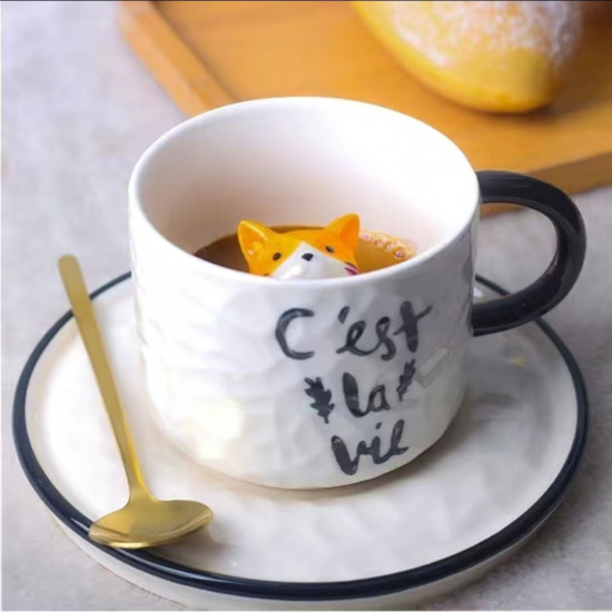 Кружка с оранжевым котиком внутри