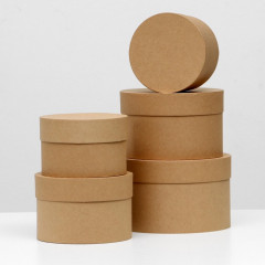 Набор круглых коробок «Крафт однотонный» - Фото 1