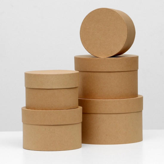 Набор круглых коробок «Крафт однотонный»