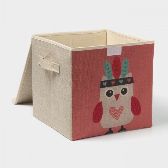 Короб стеллажный для хранения с крышкой «Совушка-индеец»