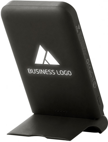 Внешний аккумулятор беспроводной с подсветкой лого и подставкой «Magflash»