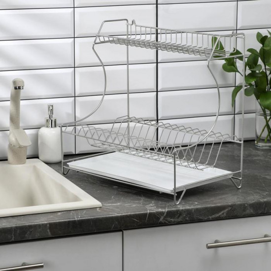 Сушилка для посуды с поддоном 2-х ярусная