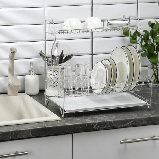 Сушилка для посуды с поддоном 2-х ярусная