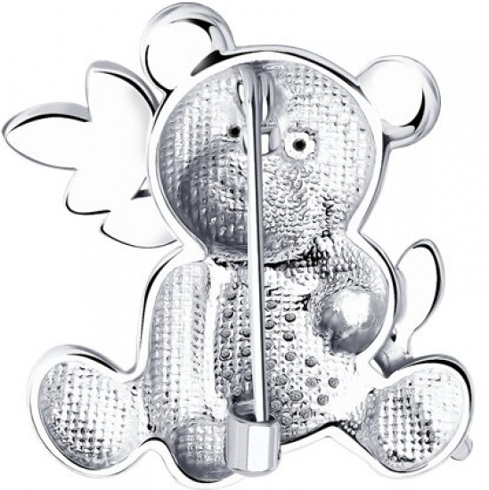 Брошь из серебра с эмалью и фианитами