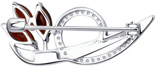 Брошь из серебра с гранатами и фианитами