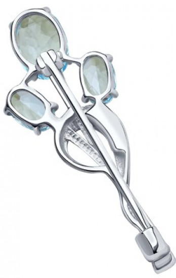 Брошь из серебра с топазами