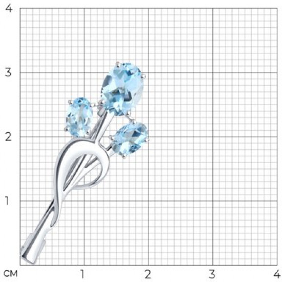 Брошь из серебра с топазами