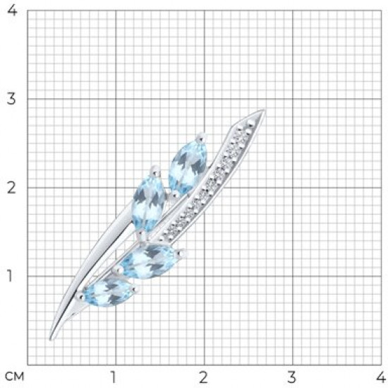 Брошь из серебра с топазами и фианитами