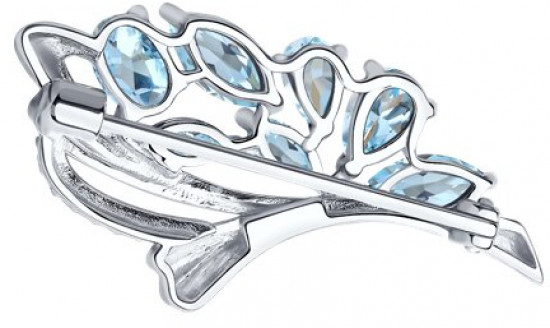 Брошь из серебра с топазами и фианитами