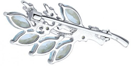 Брошь из серебра с топазами и фианитами