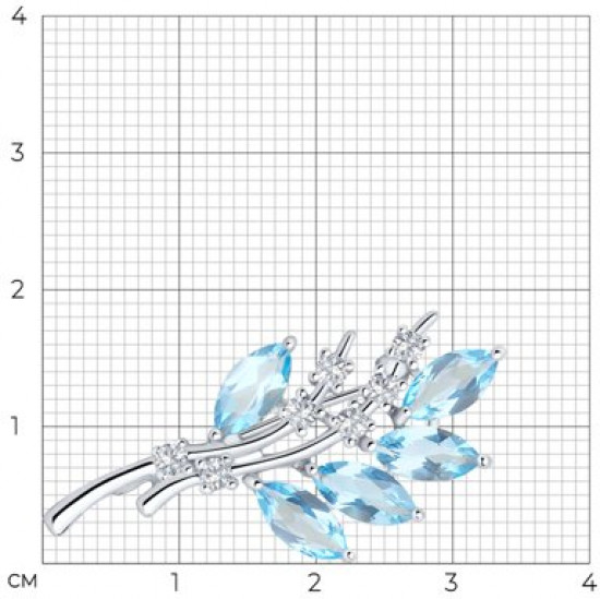 Брошь из серебра с топазами и фианитами