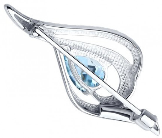 Брошь из серебра с топазом и фианитами