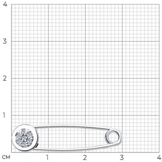 Брошь из серебра с фианитами