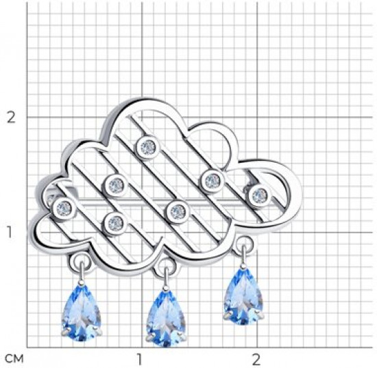 Брошь из серебра с фианитами