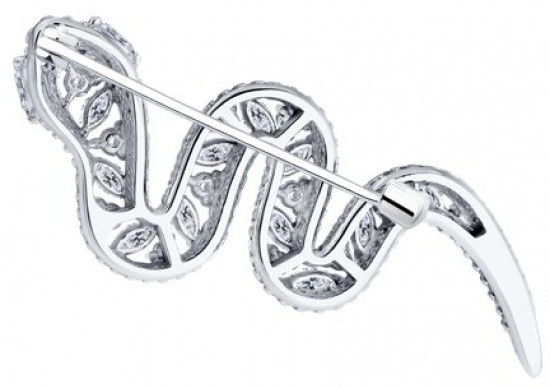 Брошь из серебра с фианитами