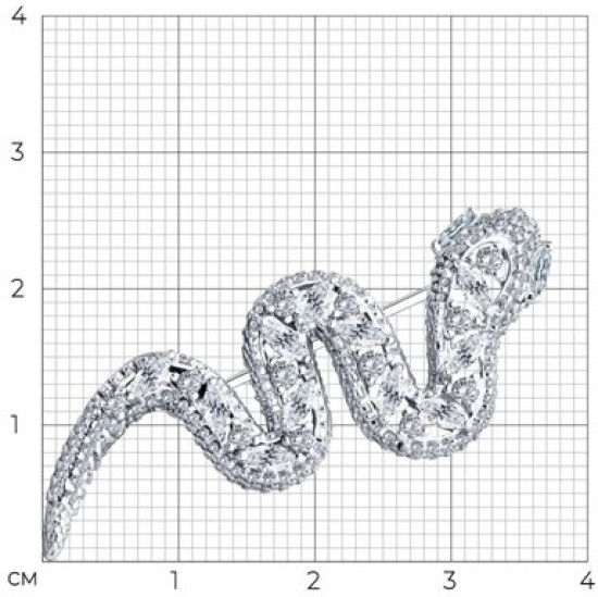 Брошь из серебра с фианитами