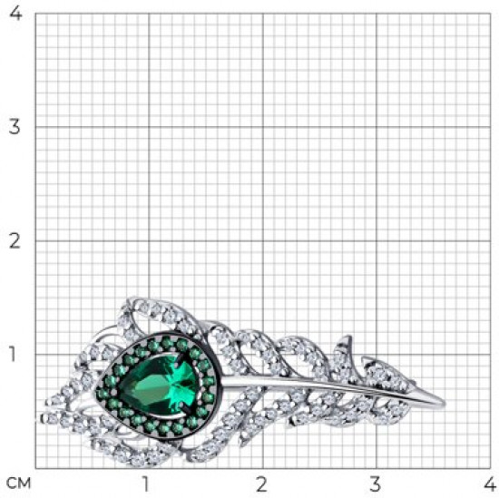 Брошь из серебра с фианитами