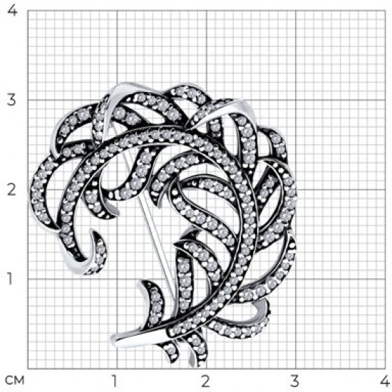 Брошь из серебра с фианитами