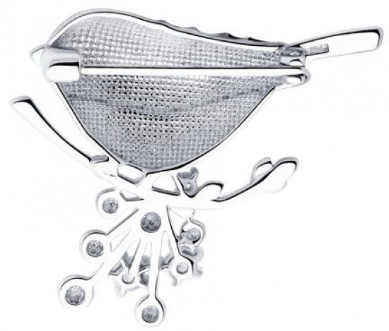 Брошь из серебра с фианитами и эмалью