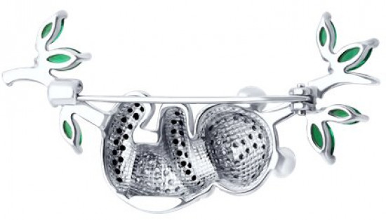 Брошь из серебра с фианитами и эмалью