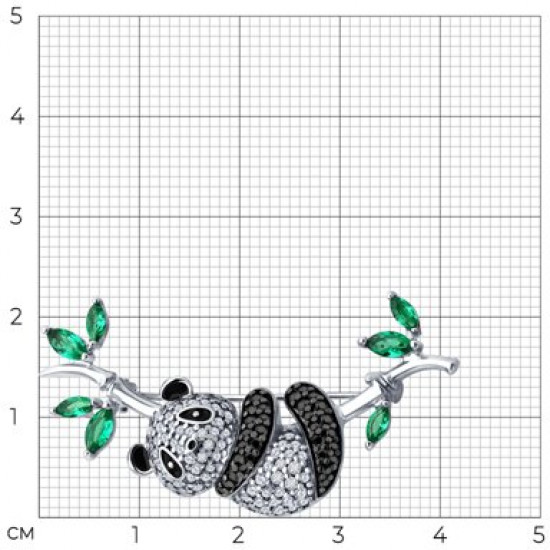 Брошь из серебра с фианитами и эмалью