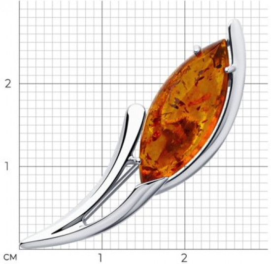 Брошь из серебра с янтарем