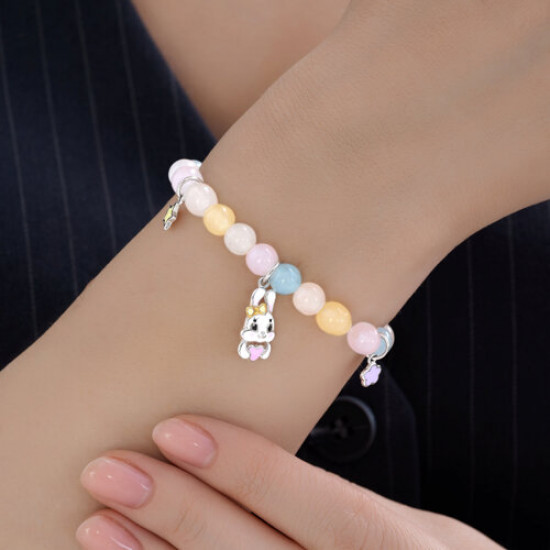 Браслет из серебра с кварцитом и эмалью