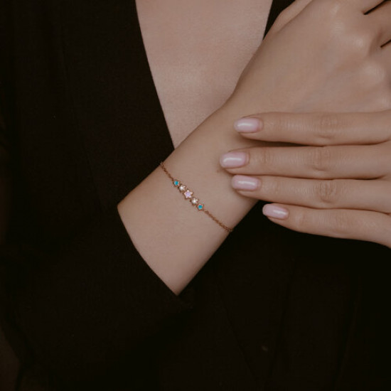 Браслет из серебра с фианитами и эмалью