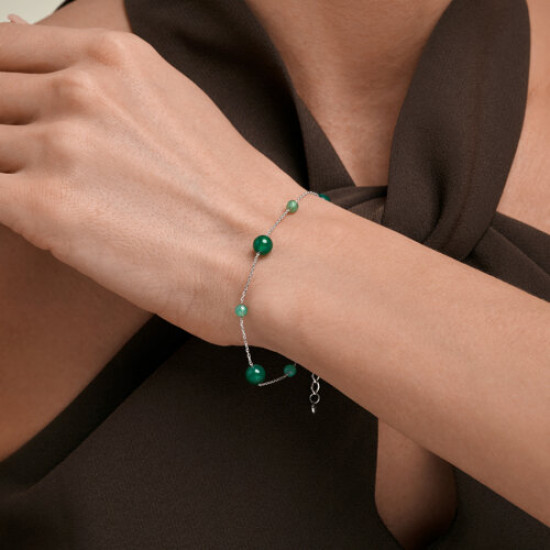 Браслет из серебра с агатами