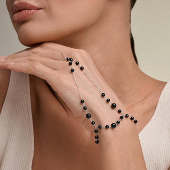 Браслет из серебра с агатами