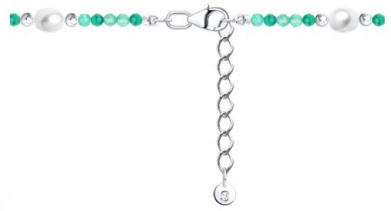 Браслет из серебра с агатом и жемчугом