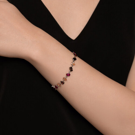 Браслет из серебра с корундами и фианитами