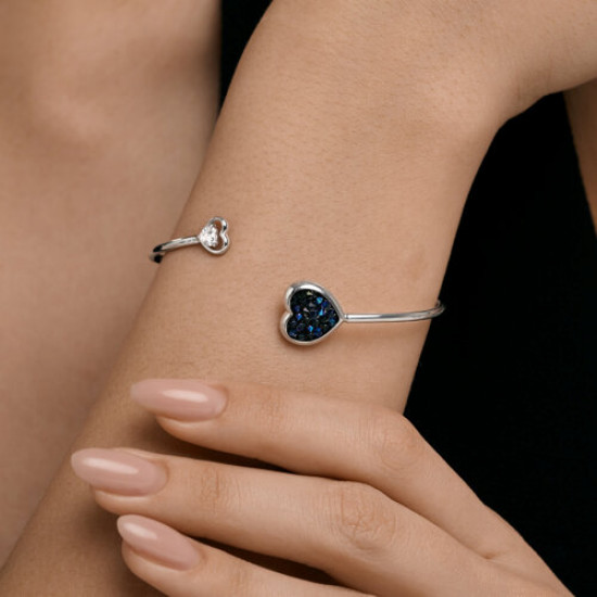 Браслет из серебра с кристальной тканью и фианитом