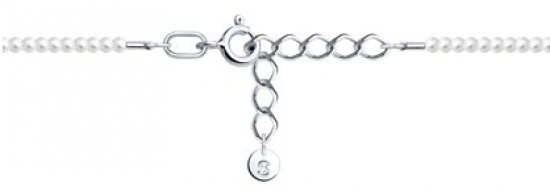 Браслет из серебра с синтетическим жемчугом и фианитами