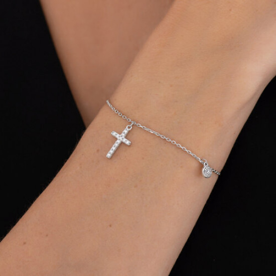 Браслет из серебра с фианитами