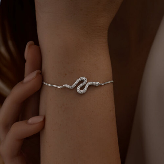 Браслет из серебра с фианитами