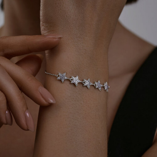 Браслет из серебра с фианитами