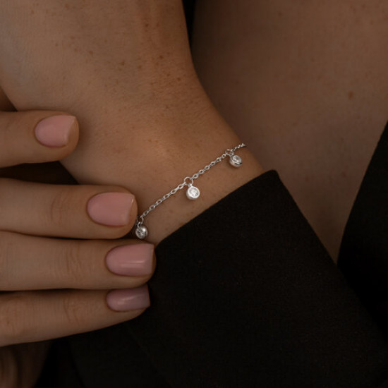 Браслет из серебра с фианитами