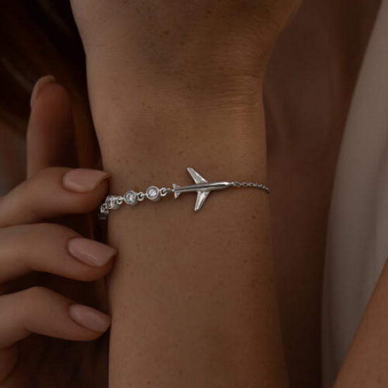 Браслет из серебра с фианитами