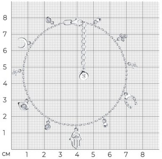 Браслет из серебра с фианитами