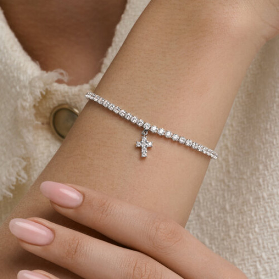 Браслет из серебра с фианитами