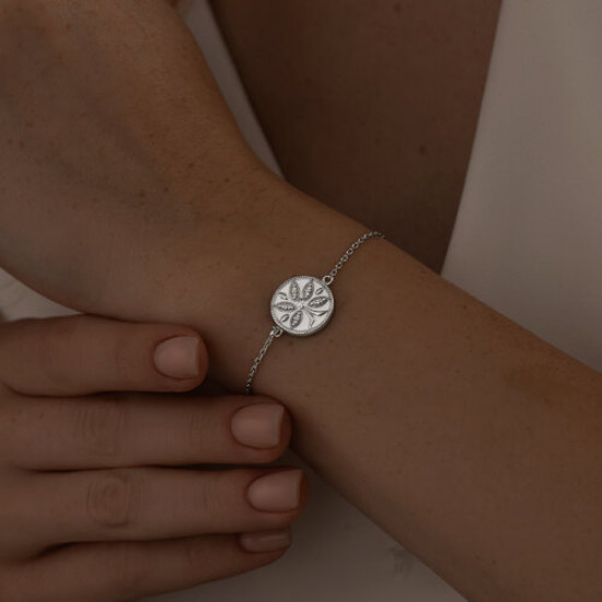 Браслет из серебра с фианитами и эмалью