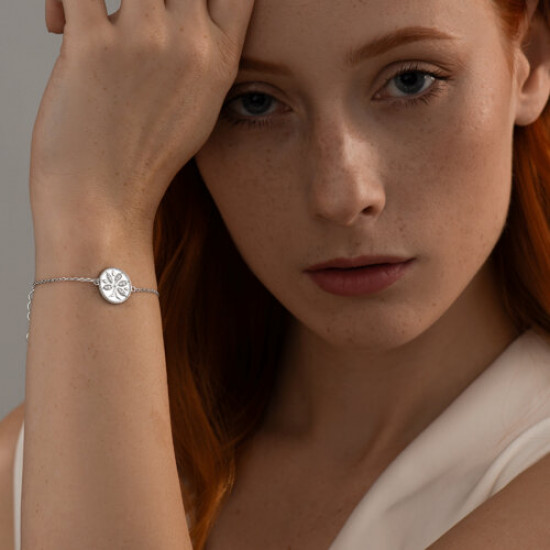 Браслет из серебра с фианитами и эмалью