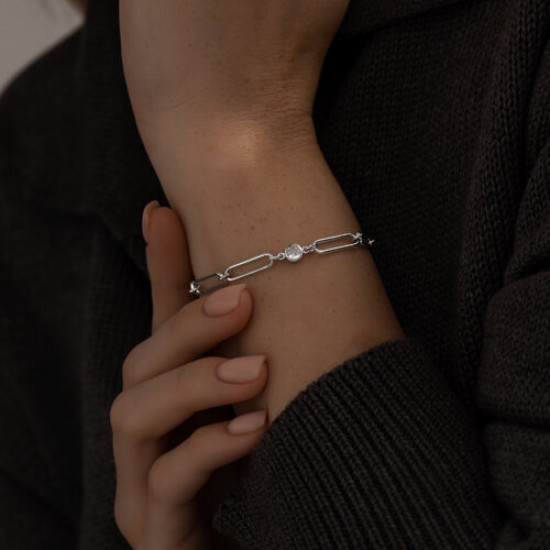 Браслет из серебра с фианитом